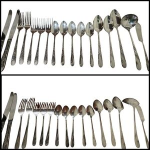 VTG 17 Piece 1950 Oneida Tudor Plate Community Bridal Wreath Floral Pattern